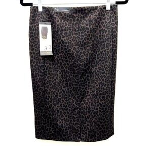 Liverpool Womens Skirt 6 Brown Animal Print Stretch Bodycon Knee Length Career
